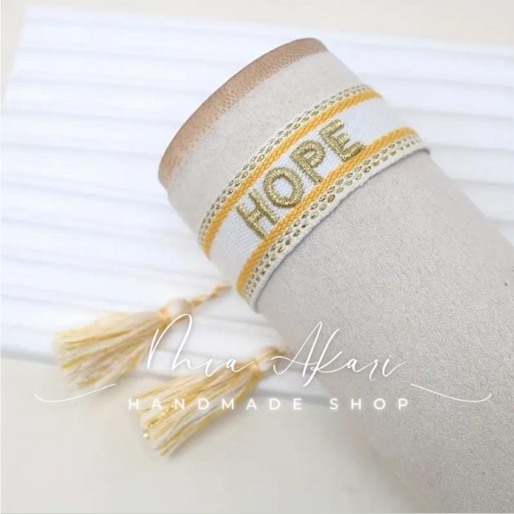 Hope Bohemia Embroidery letter tassel Bracelet handmade Adjustable Rope